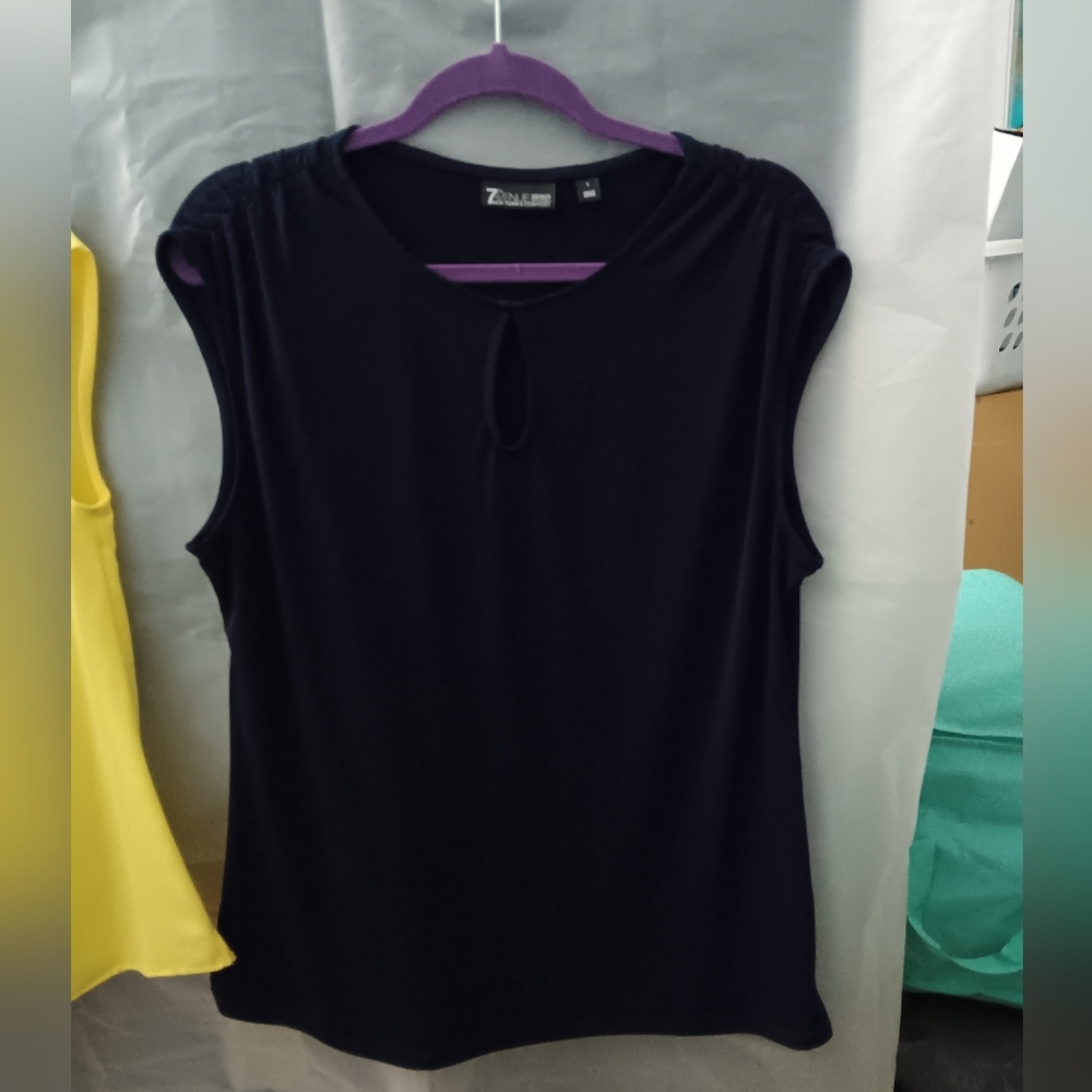 Dark Blue Sleeveless Blouse